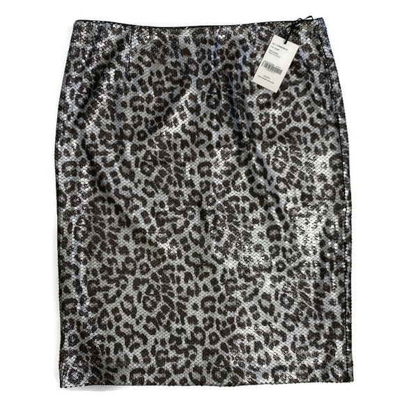 Worth Dresses & Skirts - *HP* Worth Silver Sequin Black Leopard Skirt Sz 16